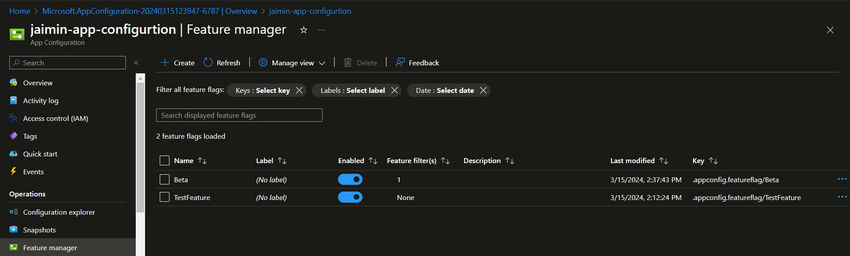 Feature flag with filter